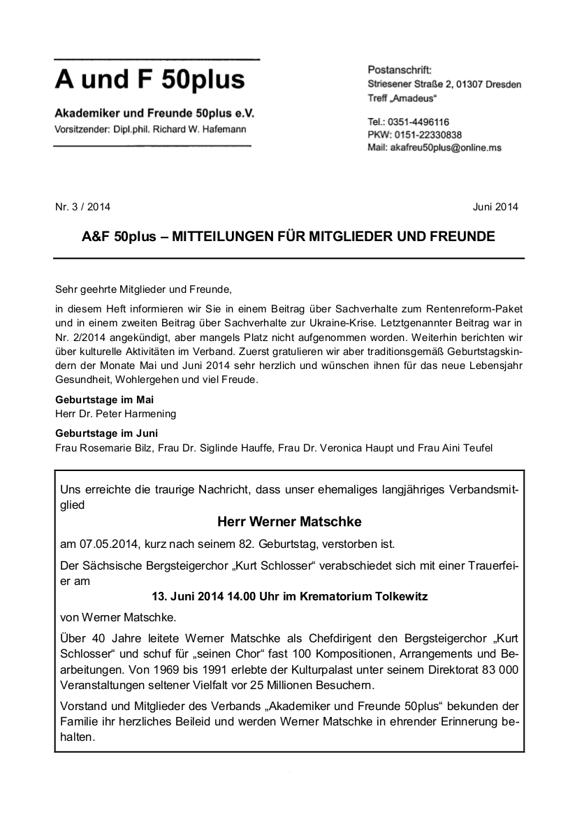 A&F-Mitteilung 3-2014