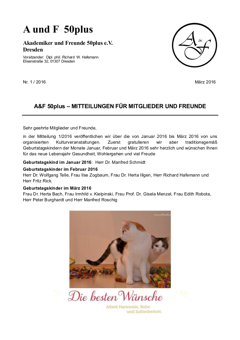 A&F-Mitteilung 1-2016